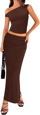 CFLONGE Womens 2 Piece Outfits Summer 2025 Casual Bodycon Maxi Skirt and Top Set for Women Dressy for Cocktail Party in Saudi Arabia