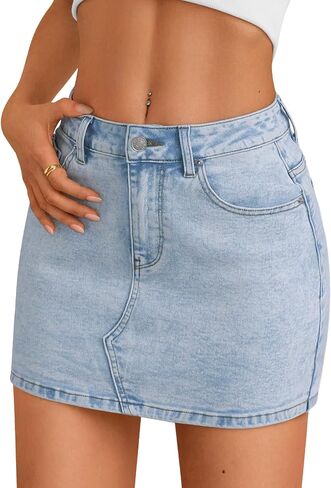 Trendy Queen Womens Denim Skirts Jean Short Mini Skirt Summer Outfits Fashion Cute Y2k Clothes with Pockets 2025 in Saudi Arabia