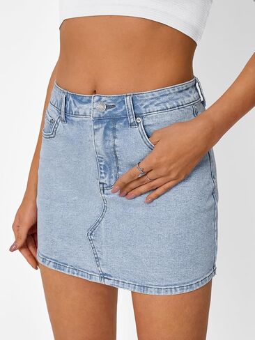 Trendy Queen Womens Denim Skirts Jean Short Mini Skirt Summer Outfits Fashion Cute Y2k Clothes with Pockets 2025 in Saudi Arabia