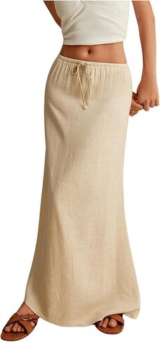 Soly Hux Women's Summer Maxi Skirt الرباط Low Weist A Line Disual Tartts in Kuwait