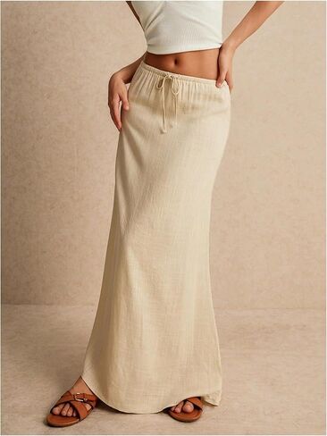 Soly Hux Women's Summer Maxi Skirt الرباط Low Weist A Line Disual Tartts in Kuwait