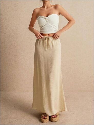 Soly Hux Women's Summer Maxi Skirt الرباط Low Weist A Line Disual Tartts in Kuwait
