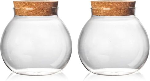 Set of 2 round glass jars with cork lid – 17oz wedding candy jar kitchen Storage jar, perfect for tea, biscuits, cereals, flour, beans, spices, coffee beans etc (2PCS) in Kuwait