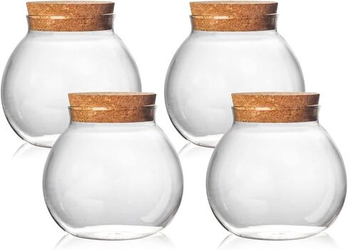 Set of 2 round glass jars with cork lid – 17oz wedding candy jar kitchen Storage jar, perfect for tea, biscuits, cereals, flour, beans, spices, coffee beans etc (2PCS) in Kuwait