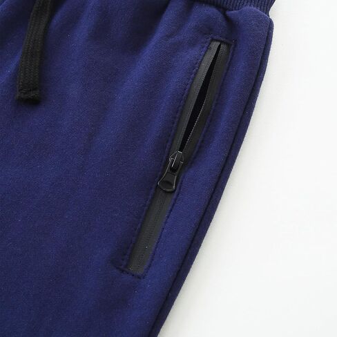 Boy's Cotton Crinched Hem Jogger Sweatpant Pants with Zipper Pockets and Funtional Drawstring Size 4-20 in Saudi Arabia