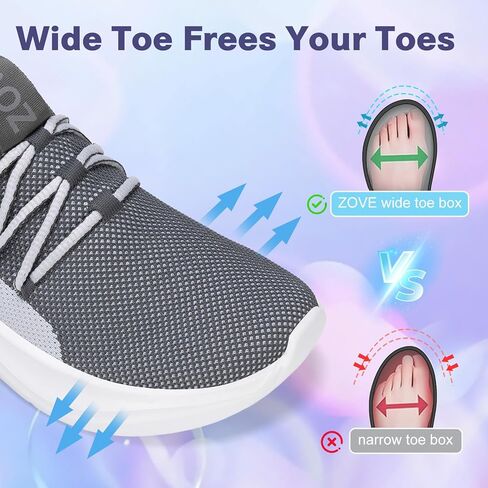 ZOVE Wide Toe Box Shoes Women Tennis Sneakers Arch Support Extra Wide Width Running Shoes for Women Walking Athletic in Kuwait