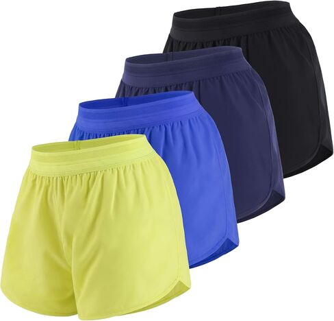 Womens Athletic Shorts with Mesh Waist 2 in 1 Running Activewear Mid Rise Gym Shorts Pack in Kuwait