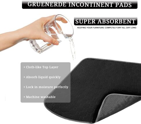 Ultra Absorbent Incontinence Chair Pads Waterproof Washable Seat Protector Pads for Wheelchair Sofa Armchair for Adults Senior 21x22in Black in Kuwait