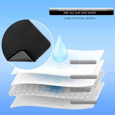 Ultra Absorbent Incontinence Chair Pads Waterproof Washable Seat Protector Pads for Wheelchair Sofa Armchair for Adults Senior 21x22in Black in Kuwait