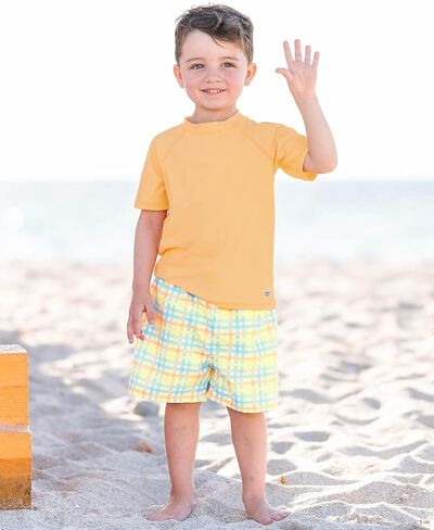 RUGGEDBUTTS Boys UPF50+ Sun Protection Gingham Swim Trunks in Saudi Arabia