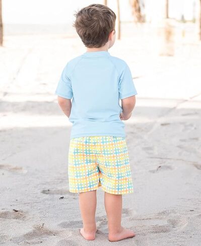 RUGGEDBUTTS Boys UPF50+ Sun Protection Gingham Swim Trunks in Saudi Arabia