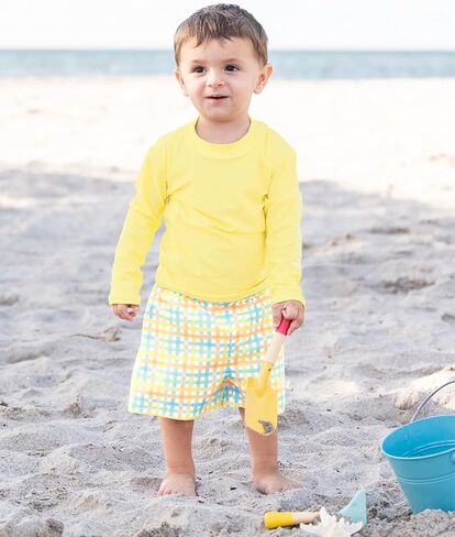 RUGGEDBUTTS Boys UPF50+ Sun Protection Gingham Swim Trunks in Saudi Arabia