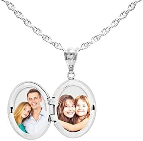 PicturesOnGold.com Personalize Sterling Silver Oval Picture Locket - 3/4 Inch X 1 Inch in Sterling Silver in Kuwait