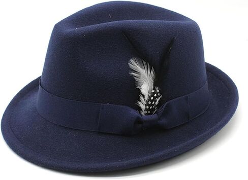 Fedora Hat for Men, Classic Short Brim Adjustable Panama Hat with Feather Winter Felt Jazz Cap in Saudi Arabia