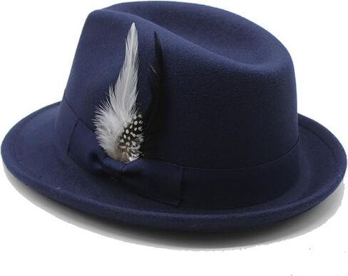 Fedora Hat for Men, Classic Short Brim Adjustable Panama Hat with Feather Winter Felt Jazz Cap in Saudi Arabia