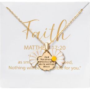 PANTIDE Christian Daisy Locket Necklace for Women - God Has Already Worked Out What You're Worried About Engraved Religious Necklace Inspirational Stainless Steel Jewelry Birthday Gift in Kuwait