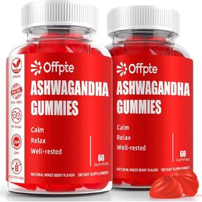 Ashwagandha Gummies Sugar Free for Women Men, High Potency Ashwagandha Root Extract Supplements with L-Theanine GABA Chamomile Turmeric Vitamin D3 B12 for Stress Adults Vegan (Mixed Berry)