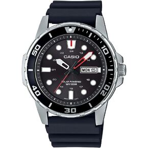 Casio MTPS110 Series | Unisex Analog Watch | 100M WR | Stainless Steel Case | 3 Hand Analog (HR, Min, SEC) | Date Display | Low Battery Alert | Diver Inspired Styling | Solar Powered