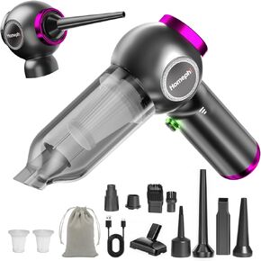 Car Vacuum Portable Cordless, 17500Pa Suction, 4 in 1 Mini Handheld Vacuum Cleaner, Ultra Lightweight, Compact Rechargeable Dust Buster Hand Vacuum, for Car Interior, Home, Pet Hair, Camping