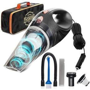 Car Vacuum, Portable Handheld Vacuum Cleaner with 16ft Cord, HEPA Filter, & Attachments – Compact Vacuum for Car, RV, Boats & Travel – Strong Suction for Quick Clean-ups