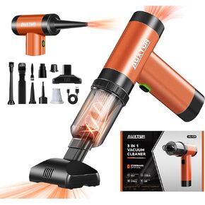 Mini Computer Vacuums Portable Cordless-Brushless Motor with 12000PA,3 in 1 Wireless Handheld Car Vacuum Cleaner Strong Suction,Rechargeable Cleaner for Computer (Orange)