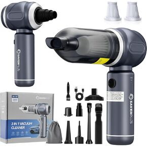 Car Vacuum Portable Cordless, 3-in-1 Hand Held Mini Vacuum Cleaner 17500PA High Power, Handheld Vacuum & Air Duster for Suction, Blowing, Inflating & Deflating, Ideal for Car Home Office