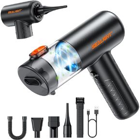 SEALIGHT Car Vacuum Portable Cordless, 22000PA Mini Vacuum Cleaner and Air Duster, 4 in 1 Hand Held Vacuum with Car Accessories, Cordless Vacuum Cleaner for Car, Pet, Home, Office