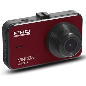 كاميرا فيديو للسيارة Minolta MNCD330 1080p مع شاشة LCD مقاس 3.0 بوصة (أحمر)