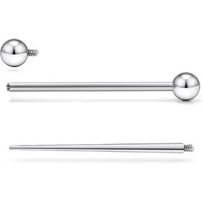 Ruifan Titanium Industrial Barbell 14G 16G Straight Barbell Rings For Nipple Tongue Cartilage Industrial Internally Threaded Hypoallergenic Body Piercing Jewelry For Women Men 30MM 35MM 38MM 40MM