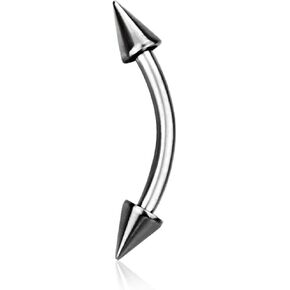 Pierced Owl 16GA EO Gas Sterilized Grade 23 Titanium Spike Ends Curved Barbell Eyebrow Ring