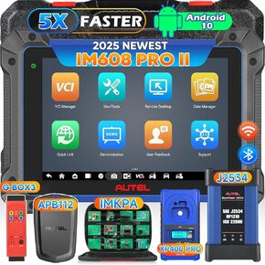 Autel MaxiIM IM608 PRO 2, 2025 IM608 PRO II Automotive Diagnostic Tool with XP400 PRO IMKPA GBOX3 APB112 ($1316 Bundle), ECU Coding as Elite II Pro, 3000+ Tests, 40 Reset, OS10 4/128GB CAN FD DoIP