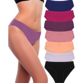 7 Pack Cotton Underwear for Women Sexy Low Rise Ribbed Hipster Breathable Soft Womens Bikini Panties Cheeky