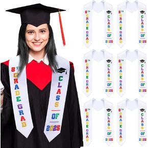 6 Pcs 8th Grade Graduation Stole Class of 2025, 8th Grade Graduation Sash, 2025 Eighth Graduation Party Decorations