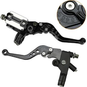 دراجة نارية Universal 7/8 "22 مم المقود الفرامل Master Cylinder Cylinder Reservoir القابض القابل للتعديل وذراع الفرامل CNC اليسار واليمين ل Harley Honda Kawasaki Suzuki Yamaha (Black)