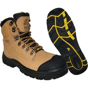 WOLF Work Boot | 100% Waterproof Genuine Leather | Oil, Heat, Chemical, Impact, Compression & Puncture Resistant | Electrical Hazards | Non-Slip Sole | Padded Collar | Construction | Industrial PPE