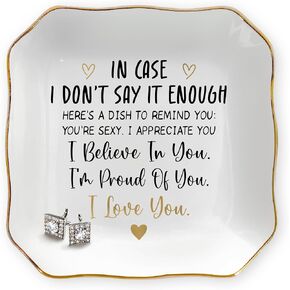 OASSIE Anniversary Wedding Gifts for Women - 4"x4" Ceramic Jewelry Dish Tray - Romantic Decorative Tray, Romantic Gifts for Her, Wife Birthday Gift Ideas, Couple Gift for Girlfriend