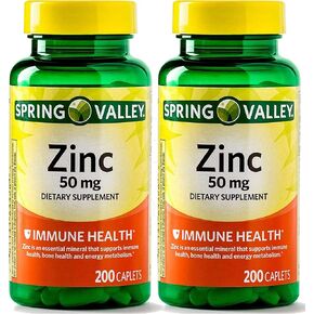 Spring Valley - Zinc 50 mg, 200 Ct 2 Pack Zinc supplement Spring Valley supplement is Suitable for Daily Intake.