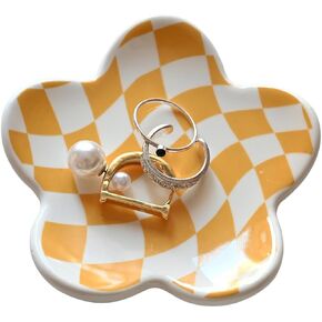 Preppy Teen Girls Gifts - Trendy Pink Room Decor, Checkered Jewelry Tray