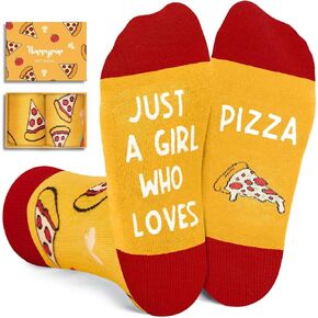 HAPPYPOP Pizza Socks for Girls - Pizza Gifts for Pizza Lovers, 7-9 Years Old Kid, Birthday Valentine's Gifts
