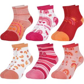 Queenshin Girls Novelty Socks Fun Crazy Funny Cute Unicorn Rainbow Cat Dog Animal Penguin Cotton Kids Ankle Sock 6 Pairs