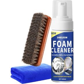 Car Interior Cleaner Kit Multifunctional Foam Cleaner, Clean Cars Seat Carpet Upholstery with Detailing Brush & Towel Deep Inside Cleaning Remove Stain from Leather/Fabric/Vinyl/Plastic - 5oz