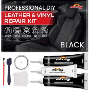 Black Leather Repair Kit for Car Interior, Leather Seat Repair Kit for Cars, Car Seats, Steering Wheel, Dashboard, Console, Easily Restores Faux, Artificial, Genuine Pleather, with Color Mixing Guide