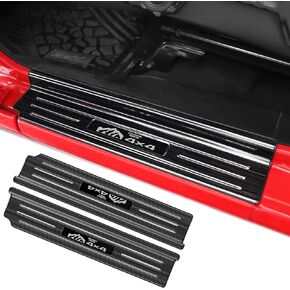 4pcs door sill protector for Jeep Wrangler JL JLU 2018-2024/Jeep Gladiator JT 2020-2024 Accessories Stainsal Steel Front Door Doard kick (4pcs-4 Door-Carbon