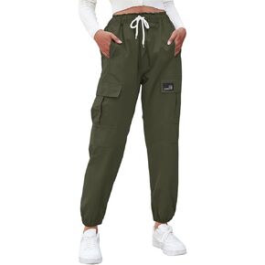 Betusline Girls&Womens Cargo Jogger Pants Elastic Waist Casual Lightweight Pants 7 Years-Large