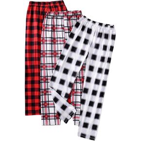 GORGLITTER Girl's 3 Piece Plaid Straight Leg Pants Elastic Waist Trousers with Pockets