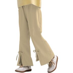 LittleSpring Girls Flare Pants with Elastic Waist Casual Split Hem Bell Bottom Trousers
