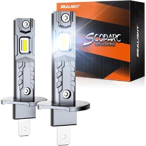 Sealight H1 Fog Lamps Ultra Bright 36000LM 6500K Cool White with Cooling Fan, H1 Bulbs 1:1 Design 50000+ Lifespan, 5 Mins Installation, Pack of 2