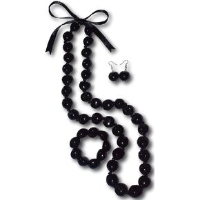 Native Treasure - Womens (مجموعة من 4 قطع) ، قلادة Nut Kukui الأسود ، سوار تمتد وأقراط مطابقة من الفلبين