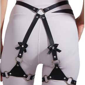 Punk Leather Thigh Straps,Goth Garter Body Harness,Adjustable CosLingerie Suspenders Accessoriestumes Harness eather Waist and Leg Straps,Fashion Rave Accessories Bout Carnival Party Gift