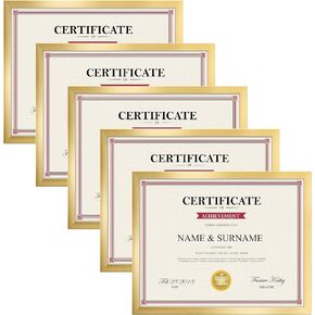 Giftgarden 8.5x11 Picture Frame Natural Woodgrain, 8.5 by 11 Award Certificate Diploma Document Frames for Wall or Tabletop Display, 5 Pack